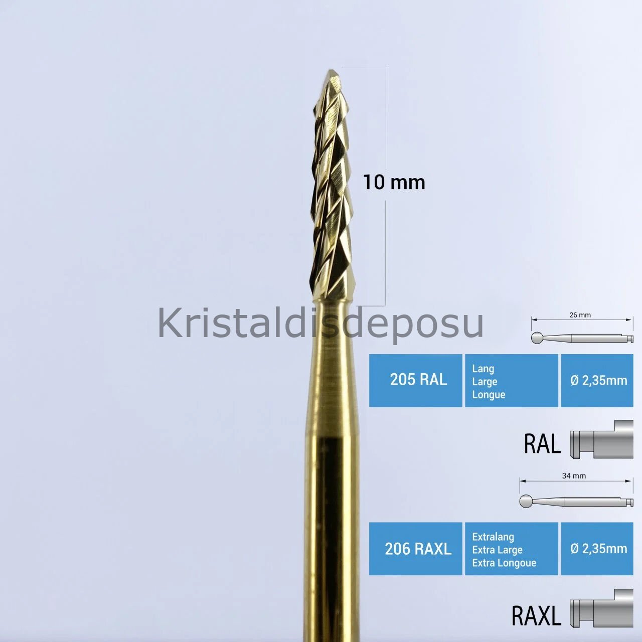Titanyum Carpide Lindemann Cerrahi Frez - 166A RAL - RAXL