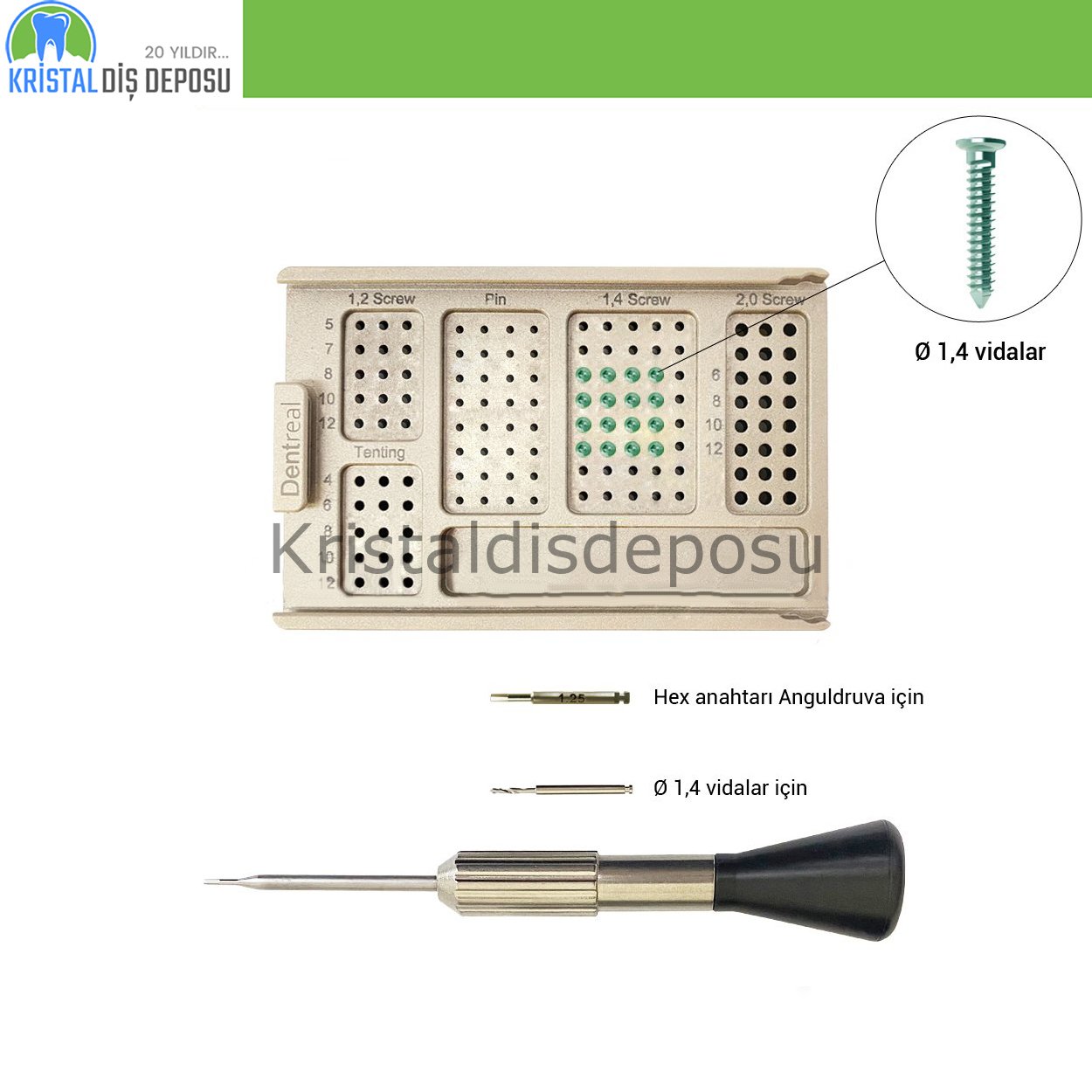 Titanyum Kemik,Plate,Mesh Sabitleme Mini Vida Seti - 1,4 mm Vidalar