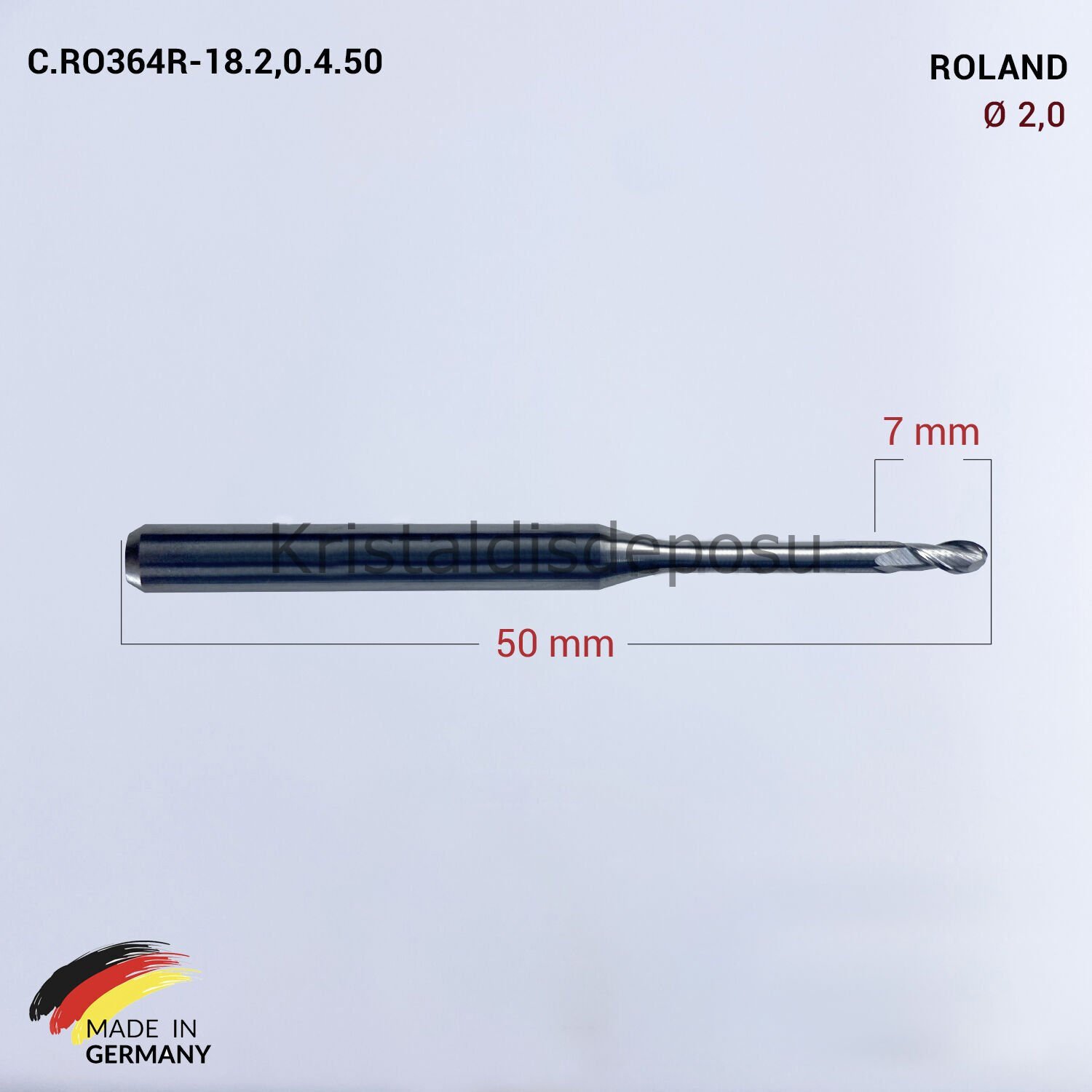 Tungusten Milling Makine Frezi 2,0 mm - Roland için
