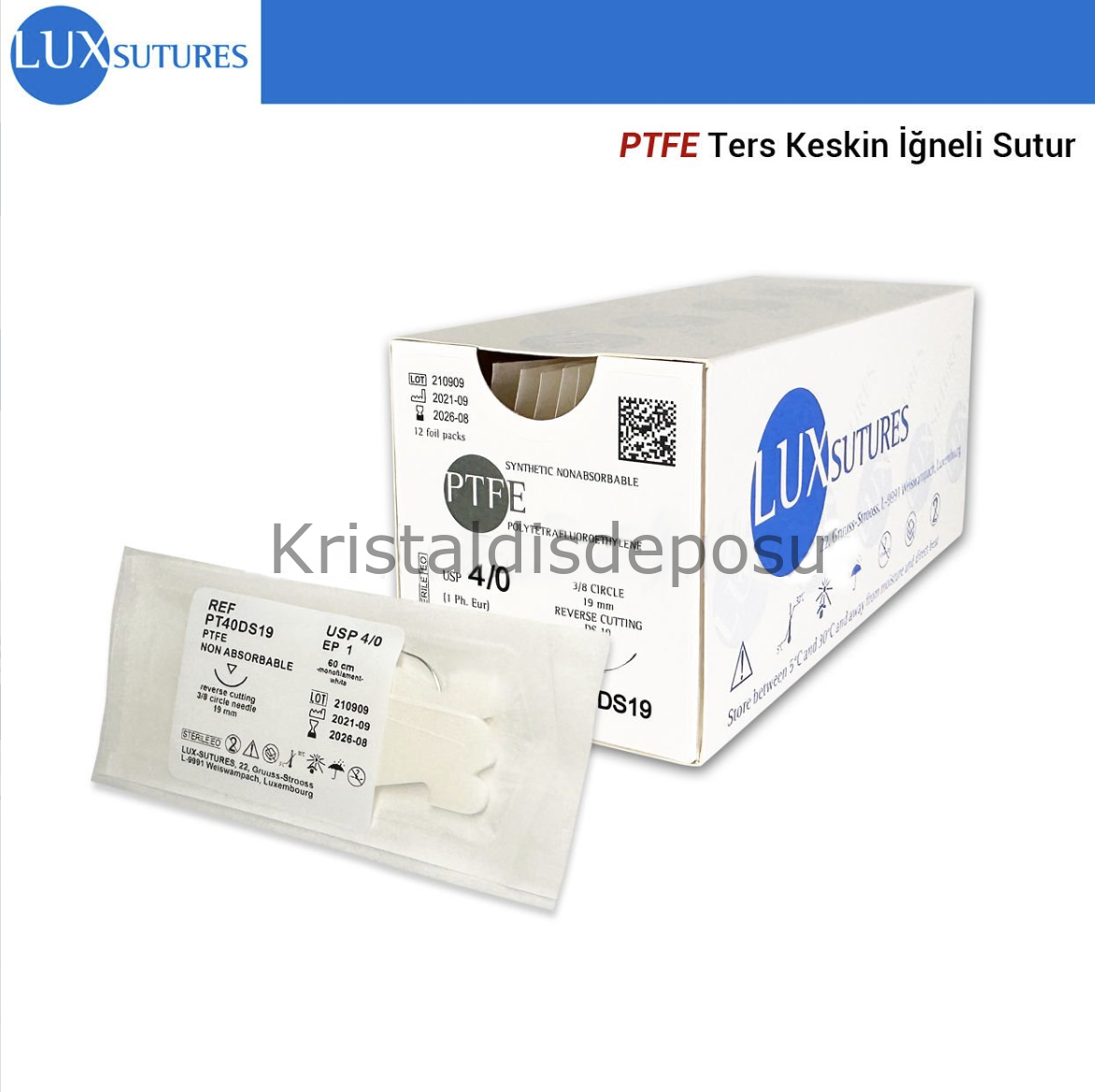 PTFE - Teflon Sutür - 4/0 Ters Keskin İğneli - Non Absorbe