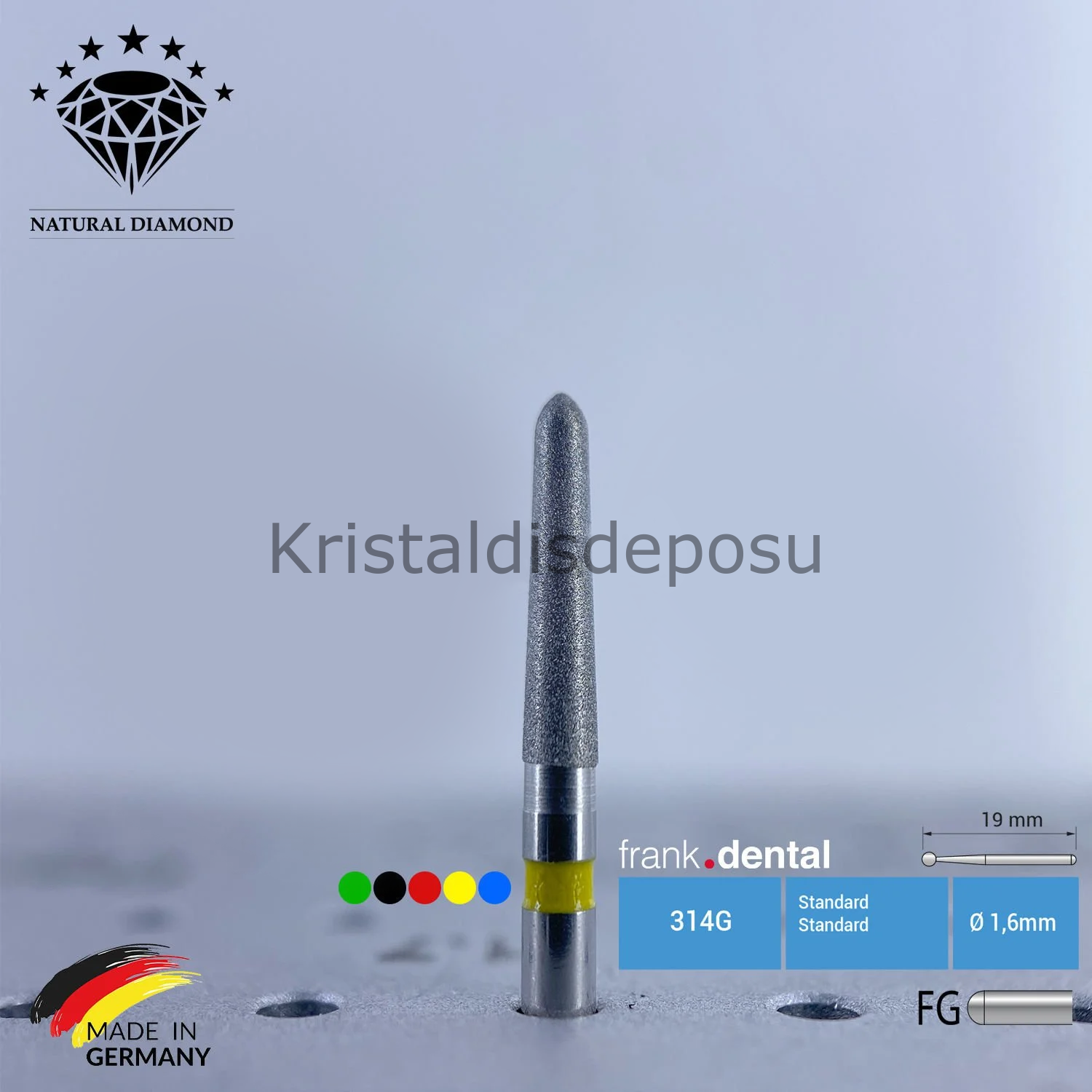 Doğal Elmas Frez - Aeratör 878K - Konik Chamfer - 5 Adet
