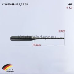 VHF Cad Cam Drill 1,0 mm C.VHF364R-16.1,0.3.35