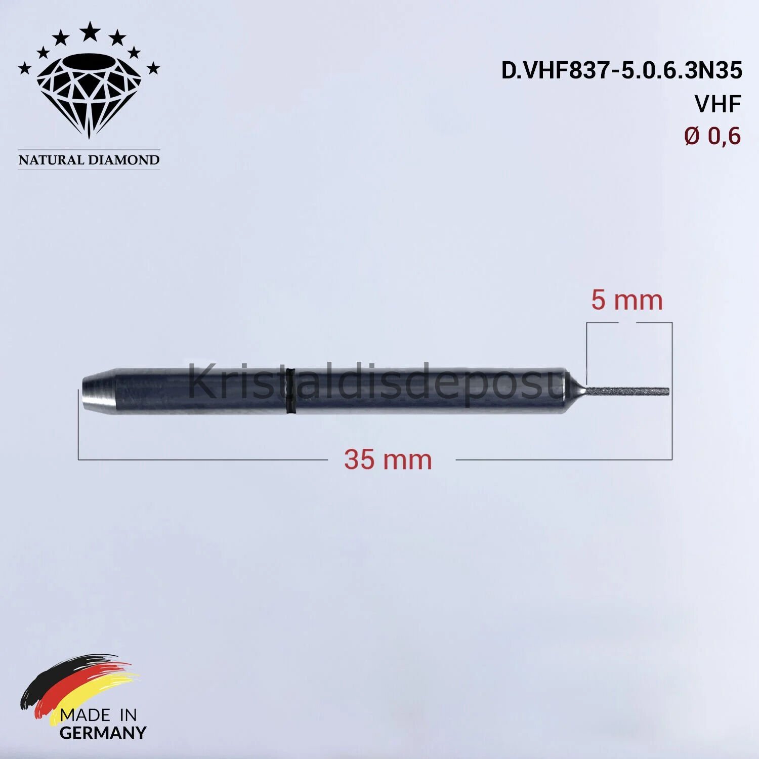 VHF Elmas Cad Cam Drill 0,6 mm