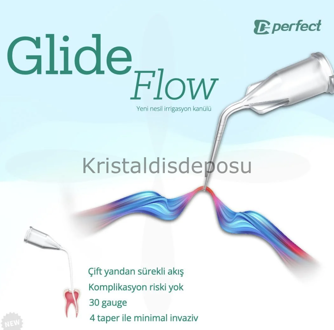 Perfect Glide Flow - Plastik çift yandan irrigasyon kanülü 30ga