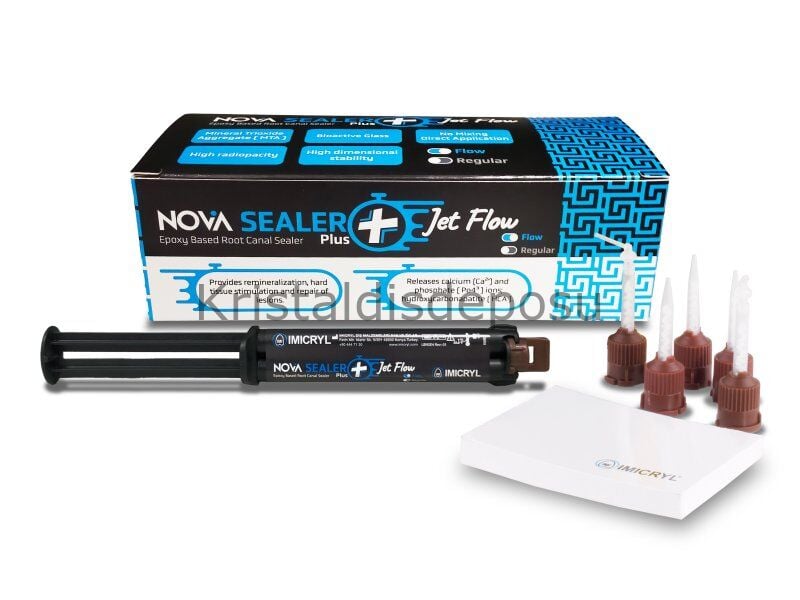 Imicryl Nova Sealer Plus Jet 15 g + Mixing Tips With Intra Oral Canules + Mixing Pad + Illustrated Technique Guide + Organizer Tray