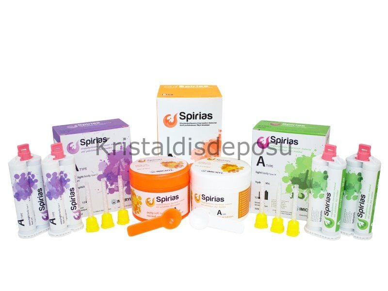 Imicryl Spirias A Tipi Silikon İkinci Ölçü Extra Light Body Base (Yeşil) + Katalist (Beyaz) (İki Adet Ekstra Akışkan Çiftli Şırınga) 8 x 50 ml Double Şırınga