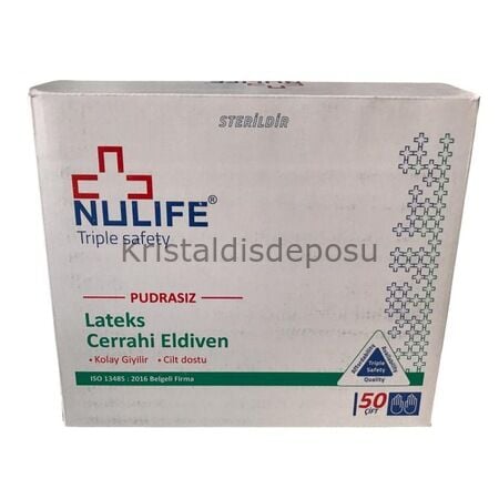 Nulife Pudrasız Lateks Steril Cerrahi Eldiven 50 Adet