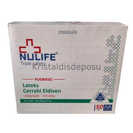 Nulife Pudrasız Lateks Steril Cerrahi Eldiven 50 Adet