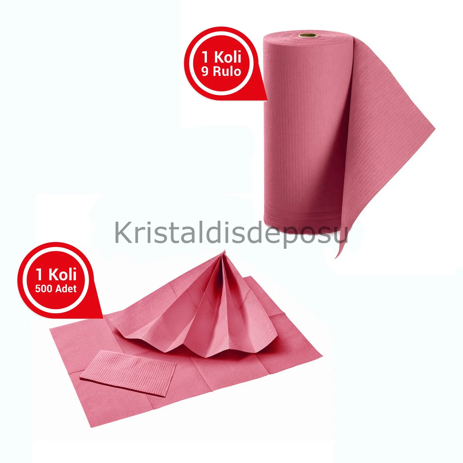 Avrupa Rulo Dişci Hasta Önlüğü ve Tabla Örtüsü Takım - Pink Cyclamen