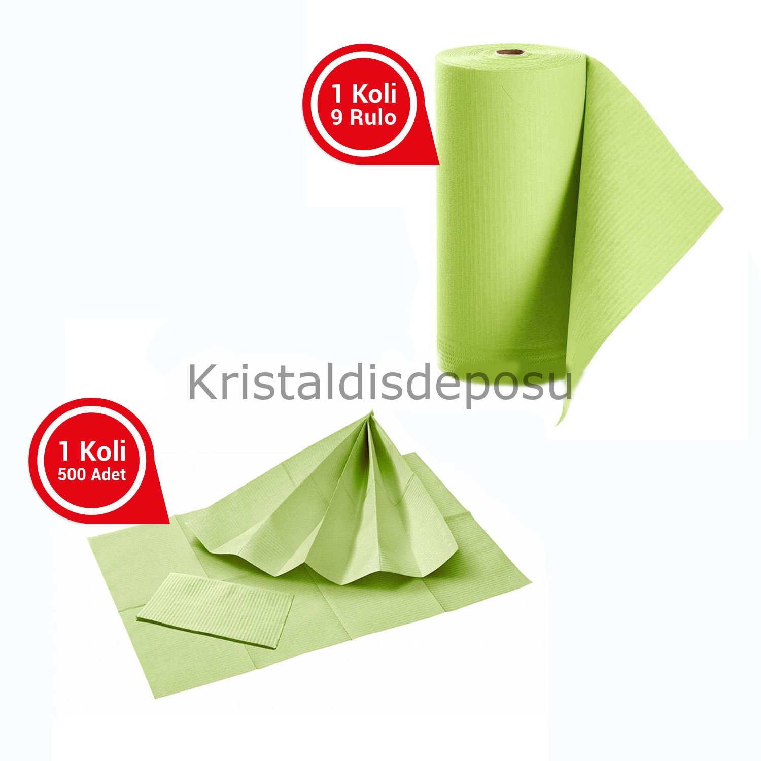 Avrupa Rulo Dişci Hasta Önlüğü ve Tabla Örtüsü Takım - Green Lime