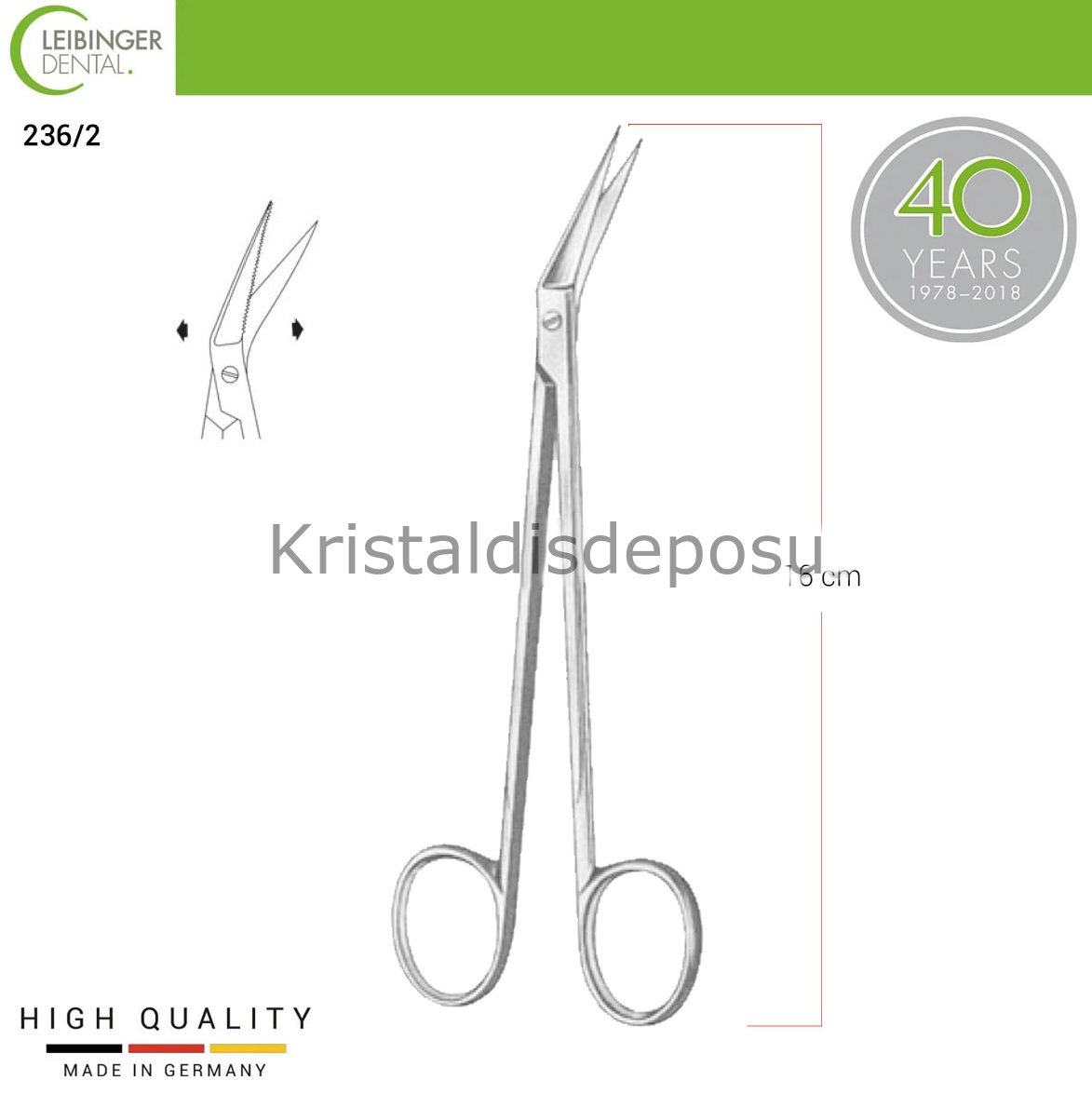 Locklin Açılı Tırtıklı Cerrahi Makas -16 cm