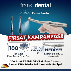 100 Adet Frank Dental Elmas Frezi + DRM Işıklı Aeratör