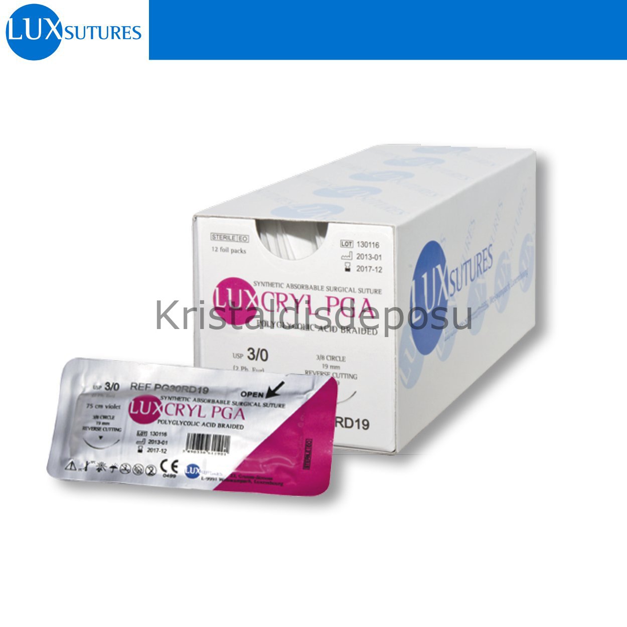 Luxcryl PGA Absorbe Cerrahi Sutur - Ters Keskin İgneli 3/0 - 16 mm