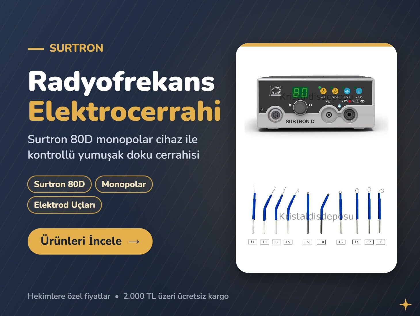 Surtron 80 radyofrekans elektrocerrahi cihazı